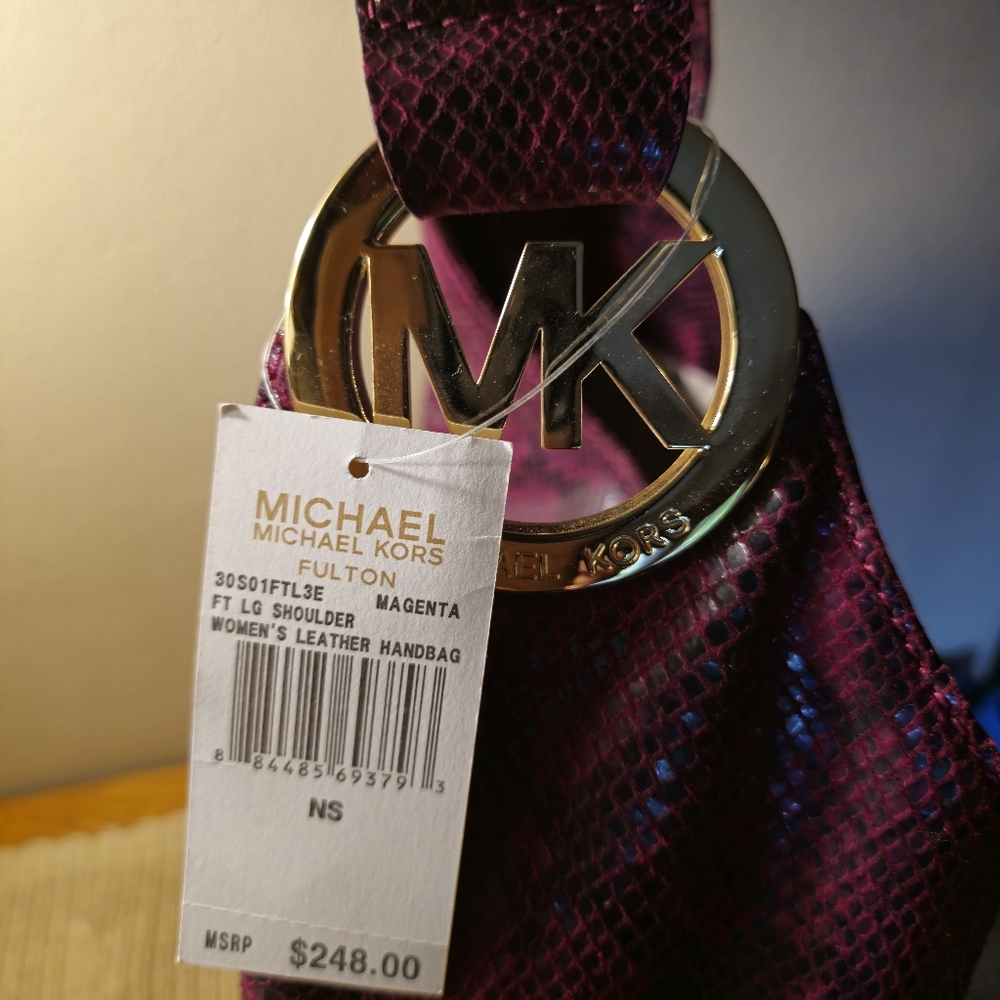 NEW MICHAEL KORS Python Embossed Fulton Hobo Shoulder Bag